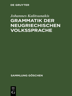 cover image of Grammatik der neugriechischen Volkssprache